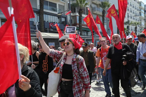 Konak Izmir Turquía 2023 Sindicatos Partidos Políticos Celebran Mayo Día — Foto de Stock