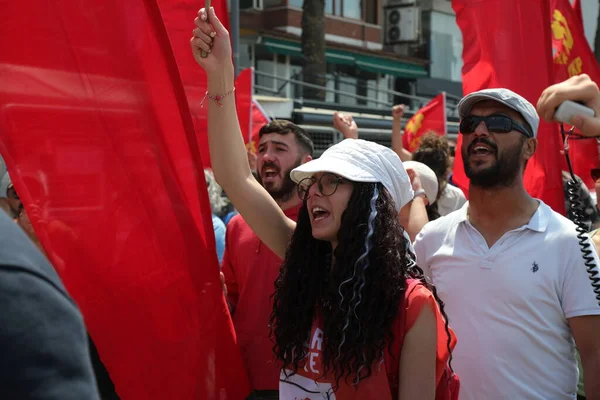 Konak Izmir Turquía 2023 Sindicatos Partidos Políticos Celebran Mayo Día —  Fotos de Stock