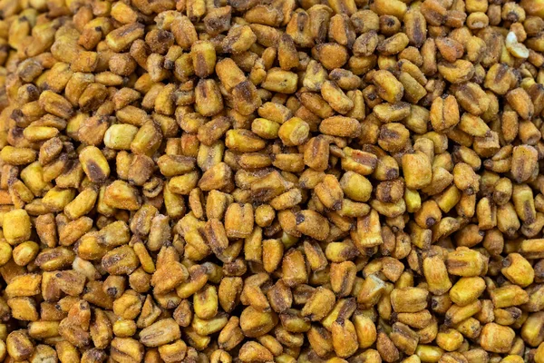 Pečená Slaná Kukuřičná Svačinka Pečené Kukuřičné Ořechy Vzor Žlutého Kukuřičného — Stock fotografie