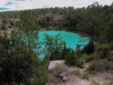 Dağ ormanlarındaki göl Caada del Hoyo İspanya