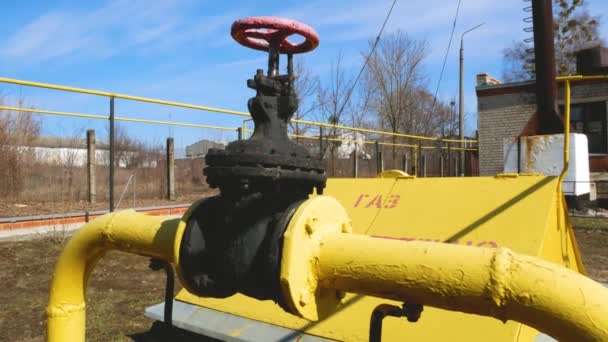 Gas Pipe Valve Transportation Delivery Gas Consumers — Stock Video