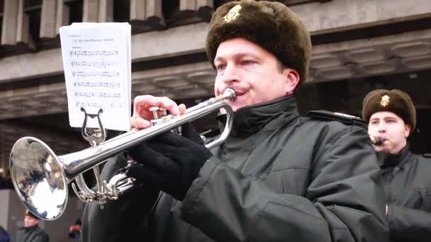 Kharkiv Ukrayna Ocak 2022 Ukrayna Ordusu Trompette Milli Marşı Çalar — Stok video