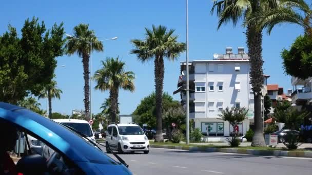 Сторона Туреччина Червня 2023 Важкий Автомобільний Рух Вулицях Турецького Середземноморського — стокове відео