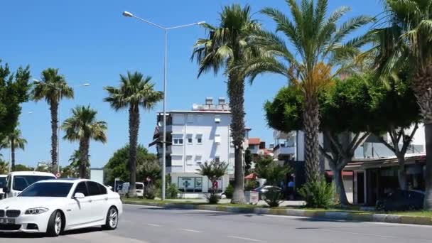 Side Turkey June 2023 Roads Large Mediterranean Resort Town Cars — Stock Video