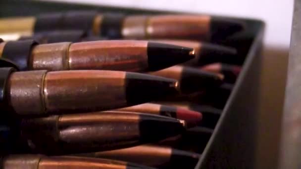 Det Finns Många Patroner Lådan Ammunition Samband Med Militära Operationer — Stockvideo
