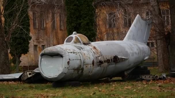 Düşen Uçağın Enkazı Yerde Yatıyor Uçak Kazası Uçak Kazası Konsepti — Stok video