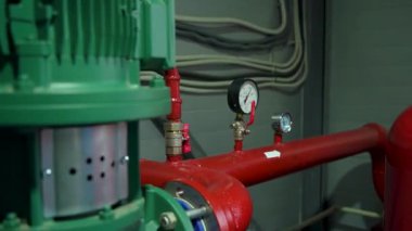 Equipment of the mini-boiler room: pipes, valves, shut-off valves, pressure sensors, compressors. Production and transportation of thermal energy.