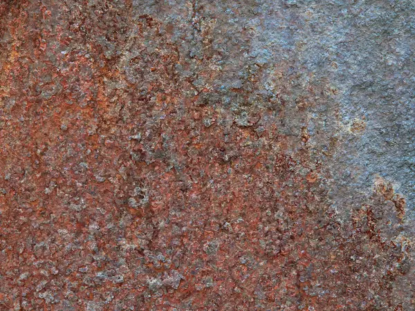 Rusty Metalen Textuur Achtergrond Met Rode Schilfering Roest Grijs Kaal Rechtenvrije Stockafbeeldingen
