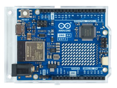 Bükreş, Romanya - 03 19 2024: Arduino Uno R4, Renesas 'den RA4M1 mikroişlemcisi ve Espressif' ten ESP32 tabanlı bir geliştirme tahtası, Arduino Uno R3 ile aynı formda.