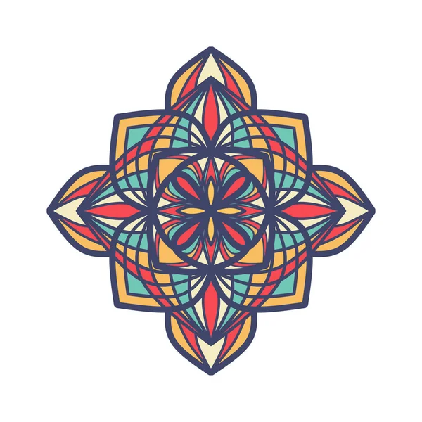 Mandala Garabato Dibujado Mano Vectorial Mandala Étnico Con Colorido Ornamento — Vector de stock