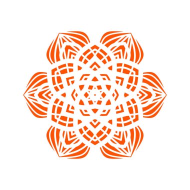 Süslü turuncu mandala vektör çizimi. Süslü mandala çiçekleri
