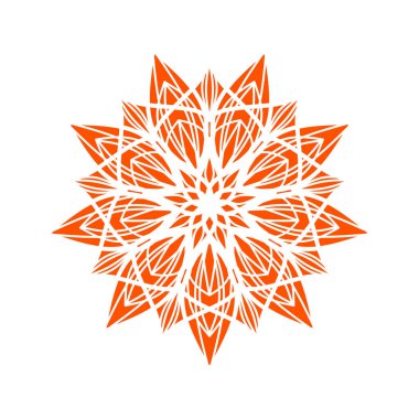 Süslü turuncu mandala vektör çizimi. Süslü mandala çiçekleri