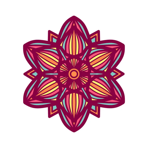 民族のカラフルなマンダラ ベクトル手の落書き曼荼羅を描いた カラフルな部族の装飾と民族マンダラ 隔離されてる 明るい色 — ストックベクタ