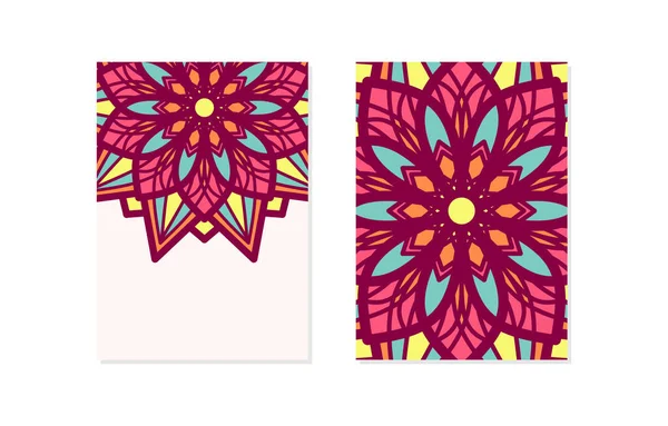 Mandala Karte Mit Floralem Muster Mit Leerzeichen Vektor Illustration Halbleere — Stockvektor