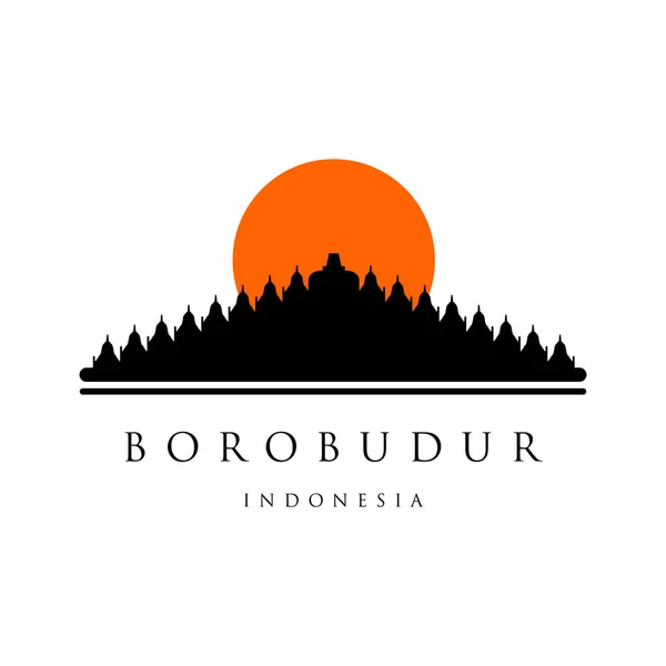 Candi Borobudur Kuil Indonesia Markah Tanah Vektor Ilustrasi Kuil Buddha - Stok Vektor
