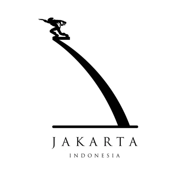 印度尼西亚雅加达Pancoran纪念碑 印度尼西亚首都印度尼西亚地标雕像 与白色隔离 — 图库矢量图片
