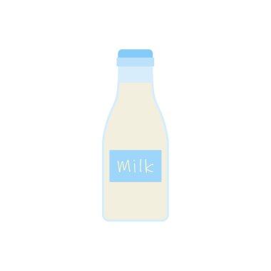 bir şişe taze süt yassı tasarım vektör çizimi.