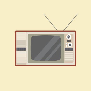 Klasik televizyon düz tasarım vektör çizimi. Retro TV tasarımı. eski elektronik parçalar