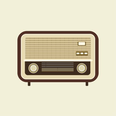 antique vintage radio flat design vector illustration. analogue retro radio, classic style