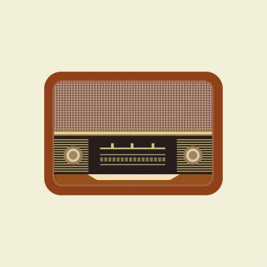 antique vintage radio flat design vector illustration. analogue retro radio, classic style
