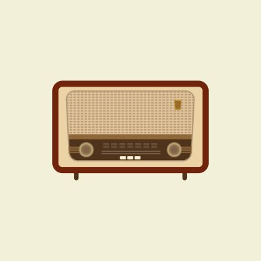 antique vintage radio flat design vector illustration. analogue retro radio, classic style