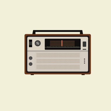 retro classic radio flat design vector illustration. old radio tuner. Vector illustration of vintage radio receiver, flat style. Retro radio