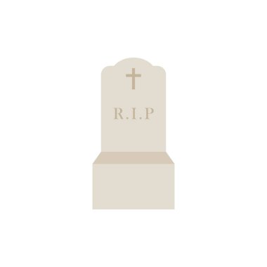 Tombstone düz tasarım vektör çizimi. Mezar ve mezarlık sembolü. mezar taşı vektörü