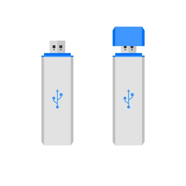 Usb Flash Drive Flat Design Vector Illustration Isolated White Background — Stock Vector