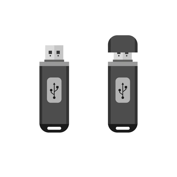 Usb Flash Drive Flat Design Vector Illustration Isolated White Background — Stock Vector