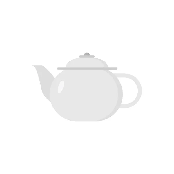 Metal Tea Pot Flat Design Vector Illustration Isolated White Background — Stock Vector