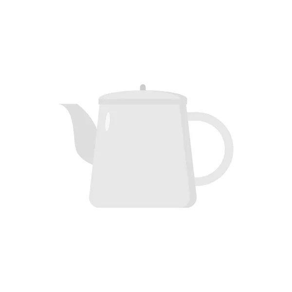 Metal Tea Pot Flat Design Vector Illustration Isolated White Background — Stock Vector