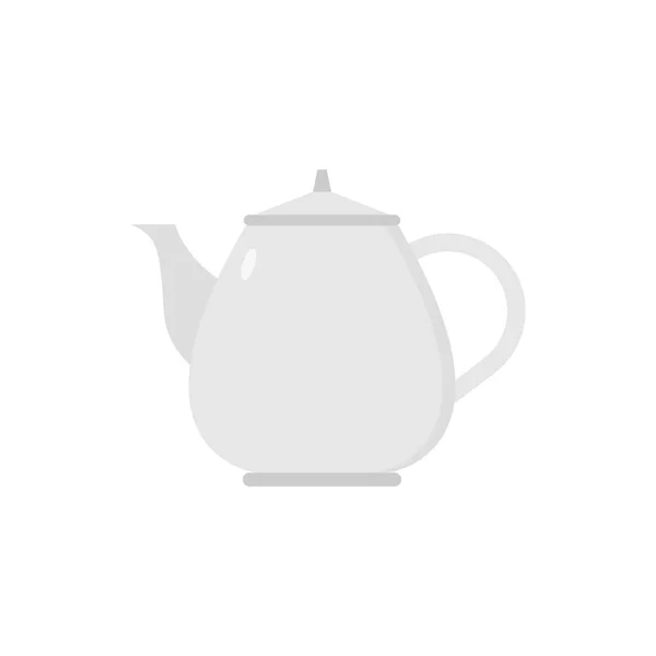 金属ティーポットフラットデザインベクトルイラスト白を背景に隔離 茶釜ベクトル シルバーティーポットキッチン食器 — ストックベクタ