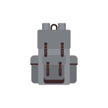 beyaz arkaplanda izole edilmiş sırt çantası düz tasarım vektör çizimi