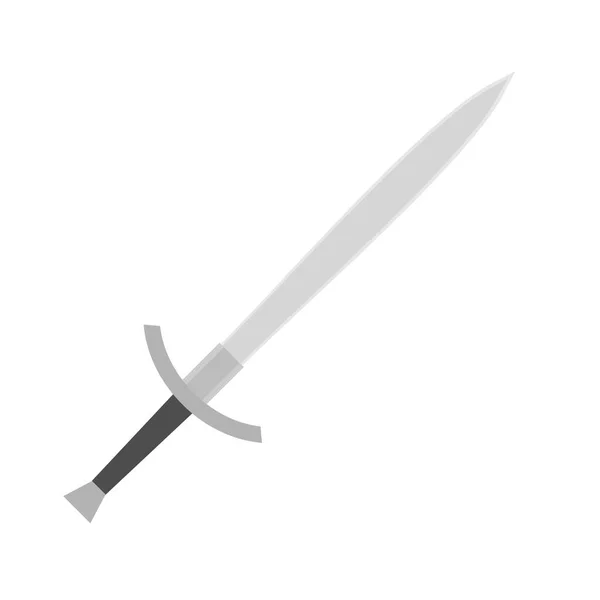 Meč Plochý Design Vektor Ilustrace Izolované Bílém Pozadí — Stockový vektor