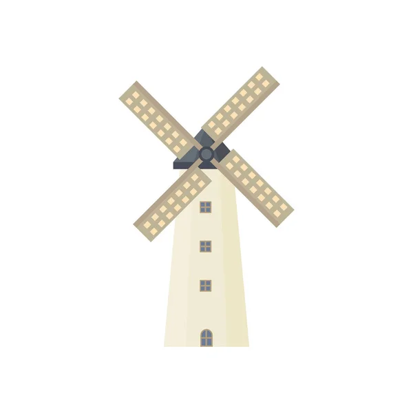 Tradiční Holandský Větrný Mlýn Plochý Design Vektorové Ilustrace Tradiční Holandské — Stockový vektor