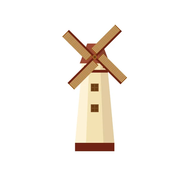 Traditionelle Holländische Windmühle Flache Design Vektor Illustration Traditionelle Holländische Bauernhäuser — Stockvektor