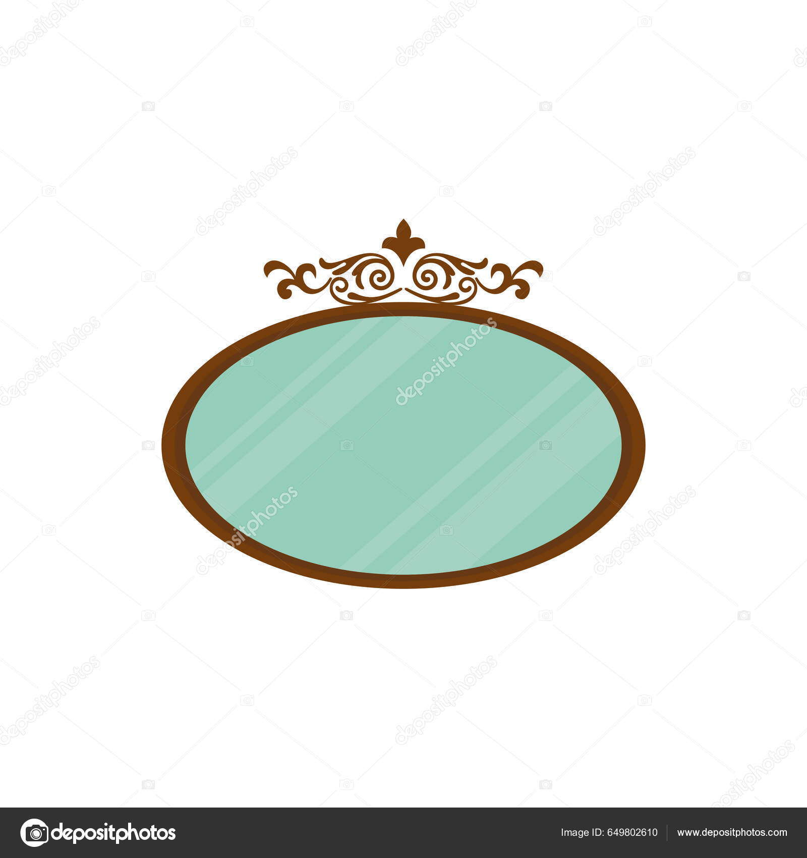 Antique Mirror Vector Illustration Vintage Mirror Flat Design Stock ...