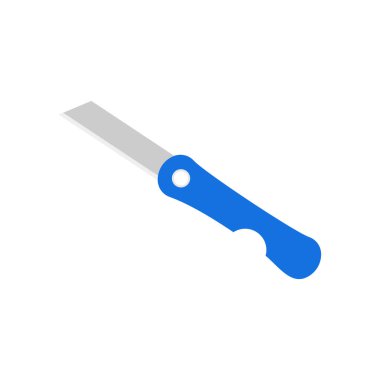 Boxcutter düz tasarım vektör çizimi. Bıçak kırtasiye bıçağı vektör çizimi. Kesici bıçak vektör bıçağı. Kağıt işleri kırtasiyesi, ofis jileti kesimi.