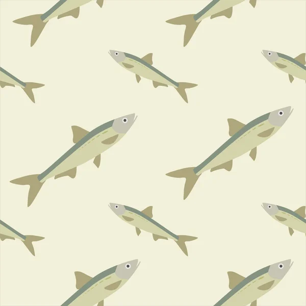 Векторная Иллюстрация Морских Рыб Бесшовным Рисунком Морской Житель Красочным Телом — стоковый вектор