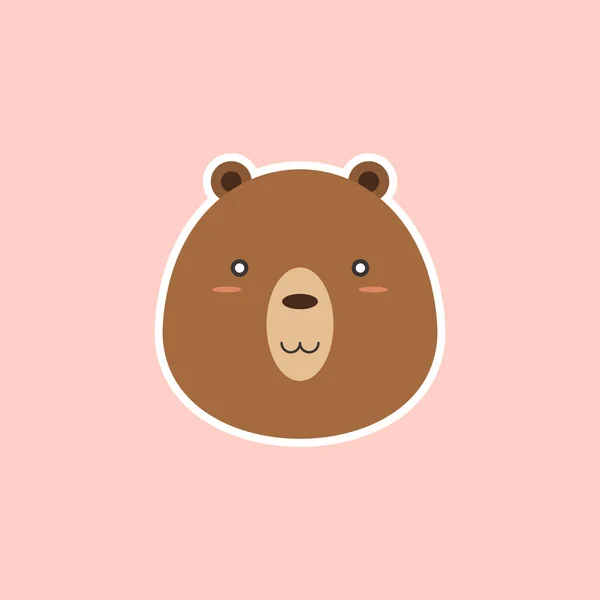 Cute Bear Head Cartoon Flat Design Vector Illustration — Stock Vector