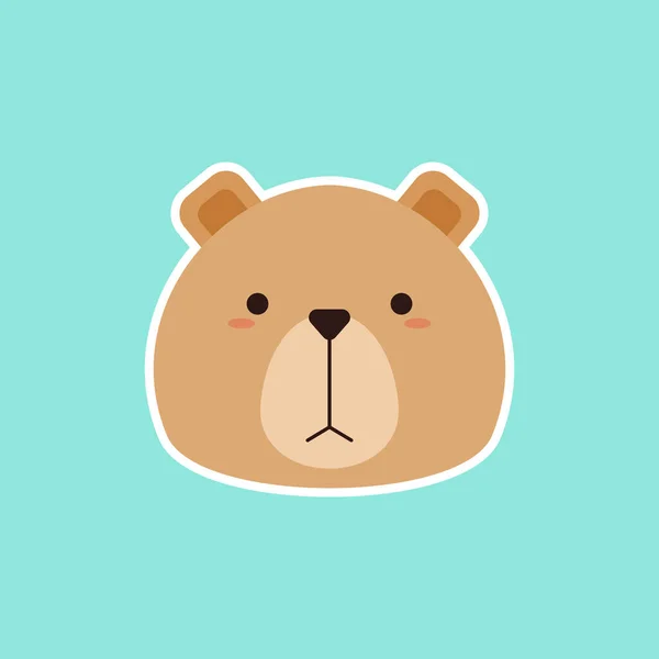 かわいいクマの頭漫画フラットデザインベクトルイラスト — ストックベクタ