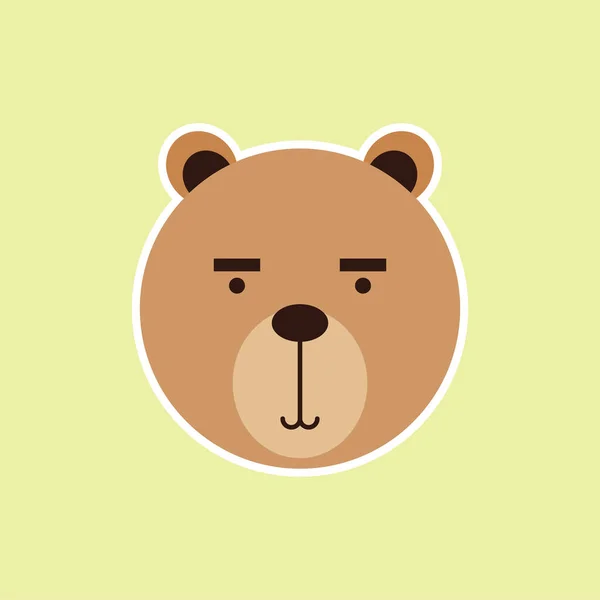 Cute Bear Head Cartoon Flat Design Vector Illustration — Stock Vector