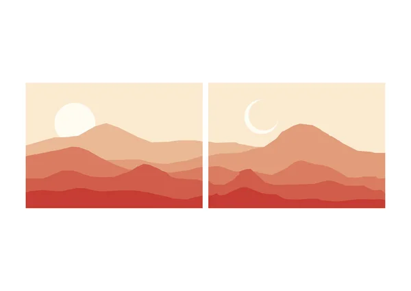Montagna Pianeggiante Paesaggio Vettore Illustrazione Paesaggio Orizzontale Vettoriale Con Nebbia — Vettoriale Stock
