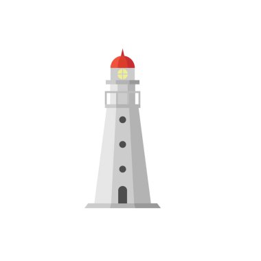 deniz feneri düz tasarım vektör çizimi