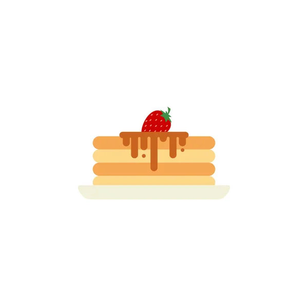 Frühstück Pfannkuchen Mit Erdbeere Flache Design Vektor Illustration — Stockvektor