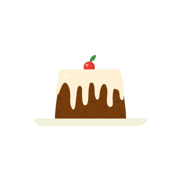 Pudding Flache Designvektorillustration Pudding Mit Geschmolzenem Karamell — Stockvektor