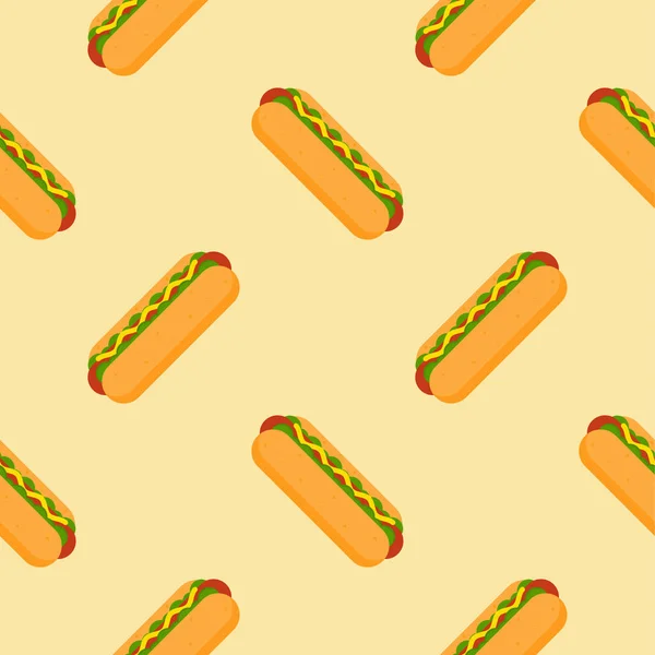 Hotdog Seamless Pattern Vector Illustration — Stock Vector