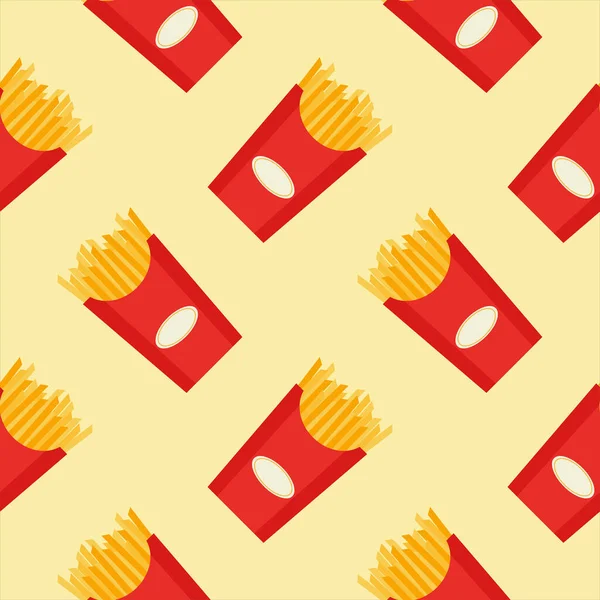 French Fries Seamless Pattern Vector Illustration — Stock Vector