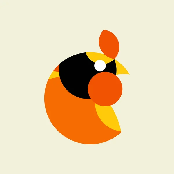 Soyut Horoz Logosu Düz Tasarım Vektör Çizimi Geometrik Tavuk Vektörü — Stok Vektör