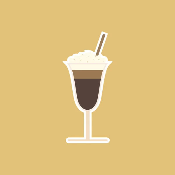 Кофе Взбитыми Сливками Плоским Дизайном — стоковый вектор